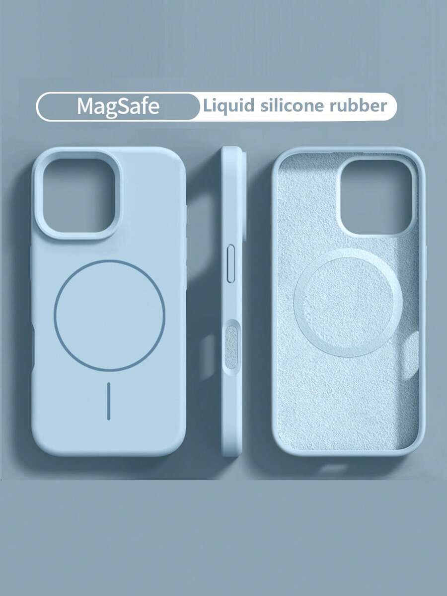 Liquid Silicone Magnetic Case Compatible With Apple 17 Pro Max/16/15/14/13/12/11 - Baby Blue - View 1