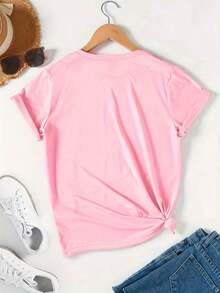 Women's Shirt 2026Y2K, Cool, Outdoor Sports, Modern Street Style, Oversize Washed 230g Fashionable Pure Cotton Vintage Washed Women's T-Shirt, Minimal - 粉色 - 查看 2