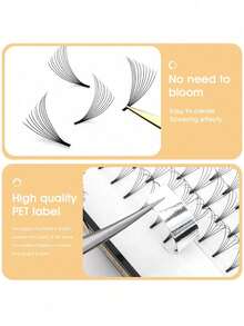 12 líneas de abanicos de volumen premontados con tallo corto 3d/4d/5d/6d/10D Extensiones de pestañas rusas de visón C/D de 8-15mm, bandeja de extensiones de pestañas de todos los tamaños - Ver 5