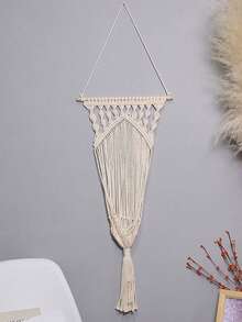 1 buc. Pat hamac decorativ suspendat pentru animale de companie, bej, stil boho, modern, nordic, în formă de leagăn, montat pe perete, cu detaliu nod țesut manual, accent lung cu ciucuri, coș confortabil pentru pisici, scaun de odihnă interior elevat pentru sufragerie, dormitor, balcon, colț de fereastră, mobilier pentru animale de companie, decorare casă, cadou pentru iubitorii de pisici - Bej - Vizualizare 13