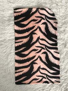 1pc Leopard Print Hooded Scarf Lining Cap, Daily Wear Accessory - Tiger Stripes - View 3