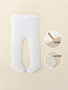 2pcs/Set Baby Girls' Sweet Lady-Like Heart Jacquard Mesh Leggings, Suitable For Girls' Daily Wear In Summer - White - View 9