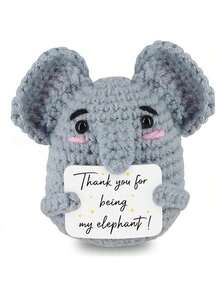 1件大象造型的钩针编织品，趣味十足，充满正能量。大象动物主题礼物，精美的手工钩织玩偶，送给女士、男士、朋友和同事的励志礼物。 - 彩色 - 查看 1