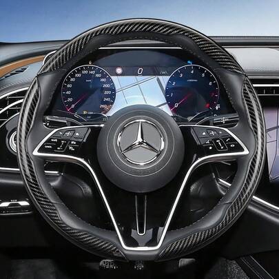 Hocasen For Segmented Carbon Fiber Steering Wheel Cover Sporty Style Non-Slip Comfortable Grip 2 Pieces/3 Pieces Set Options Quick-Install Design All-Season Compatibility For GLC/GLE/C-Class/CLE/A-Class/CLA/GLA/GLB/E-Class/S-Class/Maybach/Sprinter/Vito/Citan/GLS/G-Class/G Wagon/EQB/EQE/EQS/EQA/CLS/SL Black Blue Silver Red White