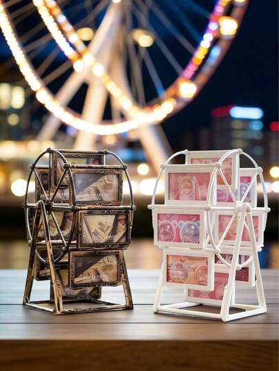 1pc Vintage Rotating Ferris Wheel Photo Frame, Exquisite Desktop Decor Suitable For Living Room, Bedroom, Ideal Gift For Valentine's Day, Mother's Day, Thanksgiving, Birthday For Family, Friends And Girlfriend