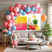 2D Flat - Elf Bar BC5000 Disposable Vape | Strawberry Pin Colada Flavor, Yellow-Pink Gradient, Official Licensed 2D Wall Hanging, Fabric, 90g/M², Polyester, Ideal For Valentine'S Day & Holiday Gift, Home Decoration Tapestry - 1PC - Xem 2