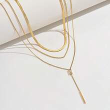 1 pieza Collar de moda multicapa, accesorio de acero inoxidable personalizado, resistente al agua y versátil de alta gama - collar de varias capas - Ver 3