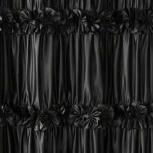 Victorian Ruffle Fabric Shower Curtain, Vintage Handcrafted Bow Tie Bath Curtain For Master Bathroom, Ruched Microfiber Bathroom Curtain With 12 Buttonholes, 72" W X 72" H - 黑色 - 查看 7