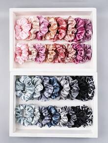 32Pcs Women's Soft Satin Scrunchies Set, High Elasticity Hair Ties, Multi-Color Silk Ponytail Holders, Versatile Fashion Hair Accessories For Girls - Multicolor - View 11