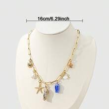 1pc Women's Ocean Beach Style Seashell, Starfish, Small Fish Pendant Necklace, Suitable For Summer Vacation Wear - Gold - View 4