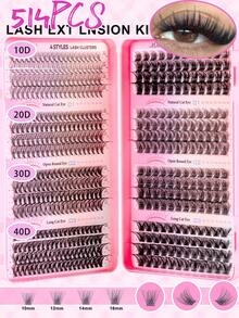 MEM 512/544-Piece Individual Lash Extension Kit, A Professional DIY Set Complete With Glue, Tweezers, And Other Tools. Beginner-Friendly To Create Salon-Quality Lashes At Home, Perfect For Daily Wear, Halloween, Christmas, Parties And Various Occasions. - Black - View 14