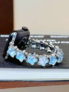 Compatible With Apple Watch Dreamy Star Elastic Bracelet Strap For Ultra/SE 2/SE 1/Series 11/10/9/8/7/6/5/4/3/2/1, 38/40/41/42/44/45/46/49mm - Blue Silver - View 5