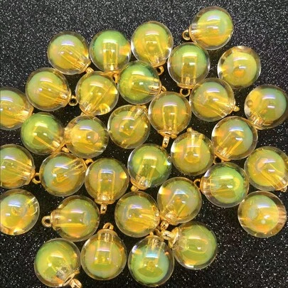 10pcs 16mm AB Yellow Beads Pendant Earrings DIY Bracelet Craft Decoration Buttons Wholesale Accessories