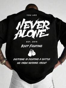 Men Slogan Graphic Tee - Black - View 2