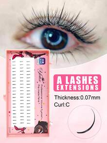 yelix 3 Rows A Shaped Manga Eyelash 60 Clusters A Shape Premade Fans Lash For Eyelash Extension 0.07mm Thickness C Curl Daily Makeup Tools - Coral Pink - View 1