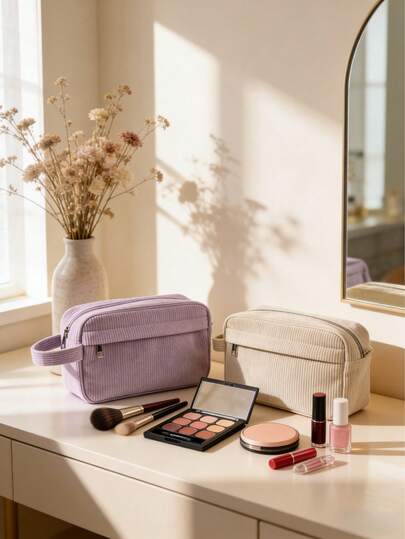 1 Piece Of Retro Clutch Portable Large-Capacity Cosmetic Bag, Simple Side With Handle, Polyester Toiletry Bag, Cosmetic Toiletry Storage Clutch, Suitable For Holiday Birthdays As Gifts