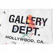 GALLERY Style Hand Painted Splatter Graffiti Print Short Sleeve T-Shirt For Men Women - Y2K Vintage Washed Graphic Tee With Distressed Artwork, High-Street Casual Summer Top - 黑色 - 查看 4