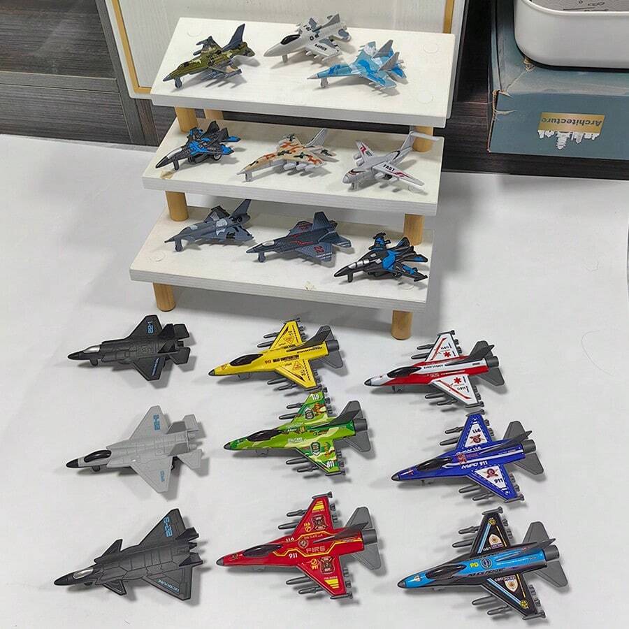 18pcs Airplane Model Set, Mini Planes, Fighter Jet Models, Durable Metal Airplane Decorations - Inertial Driven, No Battery - Ideal Party Favors And Christmas Stocking Stuffers, Perfect For Christmas And Halloween
