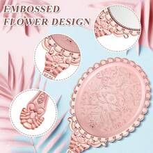 1/4/10/20pcs Retro Handheld Makeup Mirrors Set, With Small Gold/Silver/Rose Gold Embossed Design, Portable Compact Mirrors, Suitable For Princess Theme Party And Travel,Giveaways,Travel,Cheap Stuff,Travel Essential - Multicolor - View 5