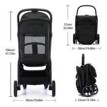 Lightweight Baby Stroller, Foldable Stroller Infant, One-Touch Collection, Adjustable Backrest, Breathable Mesh, Easy To Carry, Suitable For Travel - Grey - View 2