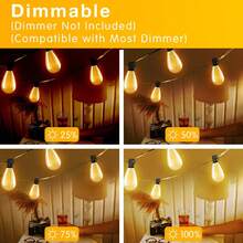 S14 50/100ft Outdoor String Lights, 2700K Dimmable, S14 LED Patio Lights With 13/25 Edison Vintage Bulbs, Connectable Outdoor String Lights For Porch Backyard Bistro, Waterproof & Shatterproof - 美規A型插(110-127V) - 查看 5