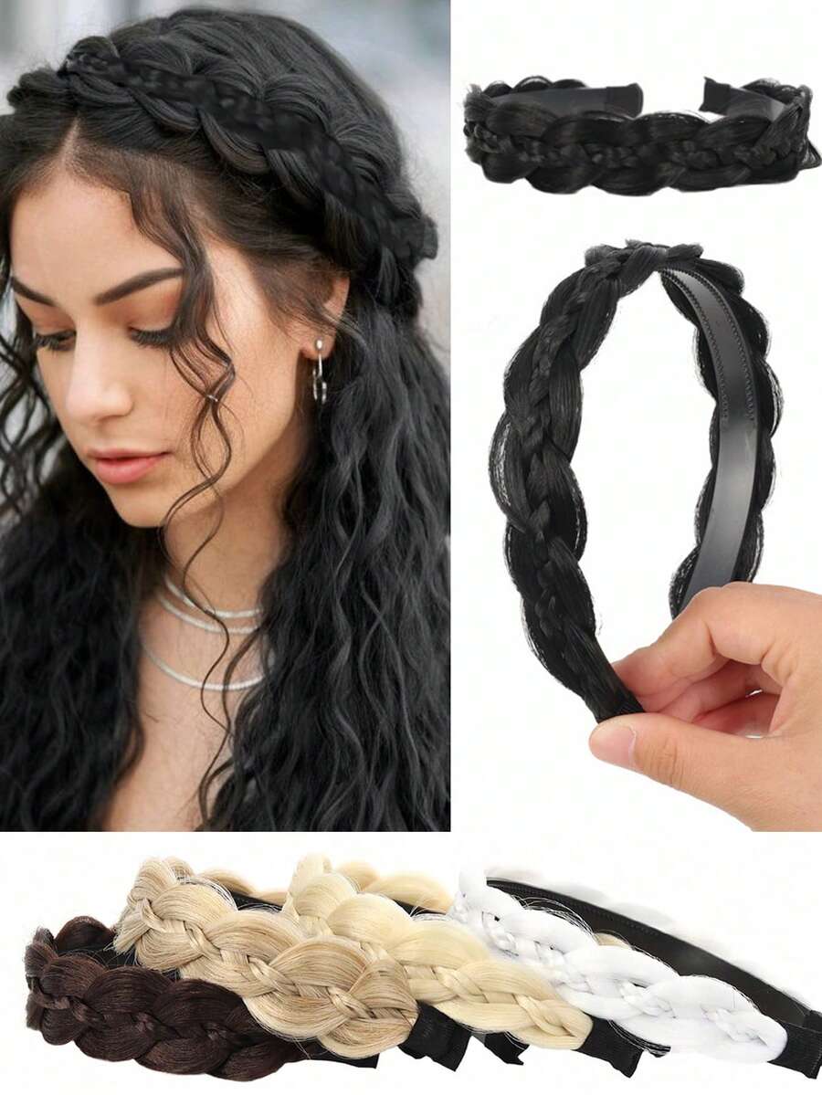 森系少女风奢华三明治艺术假发发箍，遮盖白发，鱼尾辫，百搭，带齿，防滑，高性价比 - 彩色 - 查看 1