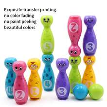 Juguetes de bolos para niños, caja de regalo con expresión divertida de dibujos animados, embalaje adecuado para juegos de en interiores y exteriores, 10 botellas y 2 bolas SX4U - juguete de bolos - Ver 6