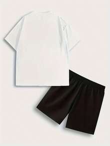 Men'S Short-Sleeve T-Shirt And Waistband Shorts Set Featuring The Dallas Football Logo, Perfect For Casual Sports Wear In Spring And Summer - 白色 - 查看 2