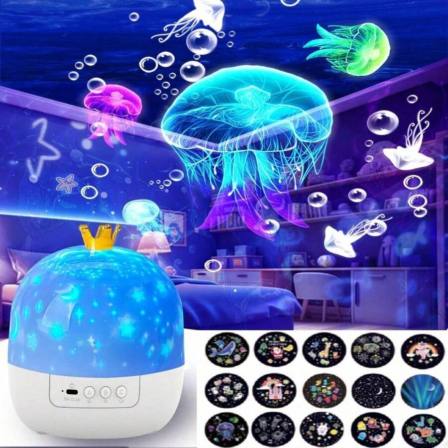 360°旋转星空投影灯,星空夜灯,可用作床头灯、生日/节日礼物、房间装饰 - 1PC - 查看 1