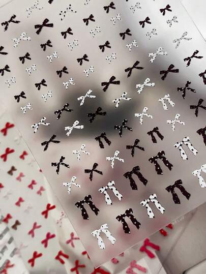 Hình dán móng tay chấm bi nơ, 1 miếng dán móng tay tự dính 5D nổi Dopamine - Dụng cụ và phụ kiện làm móng cho bé gái và phụ nữ - Móng tay mùa xuân hè Giáng sinh cho nghệ thuật làm móng tại nhà và salon.