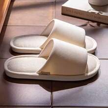 Linen Upper Slip-On Slippers With PVC Anti-Slip Sole, Suitable For Home, Bedroom, Living Room, All Season Unisex - Multicolor - View 9