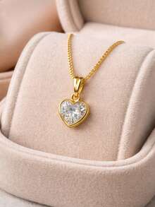 Elegant Heart Necklace, Women's Costume Jewelry, 18k Gold Accessories, 45cm With Secure Venetian Clasp - 金色 - 查看 2