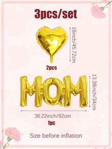 Bộ 3 bóng bay trang trí Ngày của Mẹ, gồm bóng bay chữ "Mom" và bóng bay hình trái tim, thích hợp để kỷ niệm Ngày của Mẹ, kỷ niệm ngày cưới, tiệc sinh nhật của mẹ, trang trí Ngày của Mẹ hạnh phúc. - Nhiều màu - Xem 8