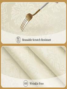 1pc Splash-Proof Rectangular Multi-Size Jacquard Tablecloth, Retro Pattern Luxury Texture Exquisite Jacquard Tablecloth, Washable Polyester Decorative Tablecloth, Suitable For Various Dining Occasions, Holidays Or Formal Events - Beige - View 6