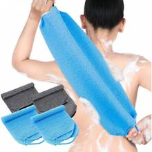 1/4pcs Exfoliating Back Scrubber With Handles Nylon Back Exfoliator Extended Length Washers Scrubbers Stretchable Pull Strap Exfoliating Washcloth - Multicolor - View 1