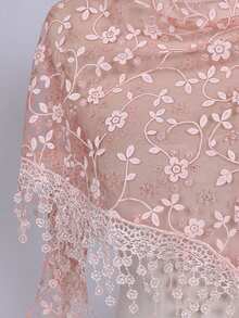 1pc Women's Fashion Floral Lace Trim Triangular Scarf/Headscarf - Snow Bud - View 4