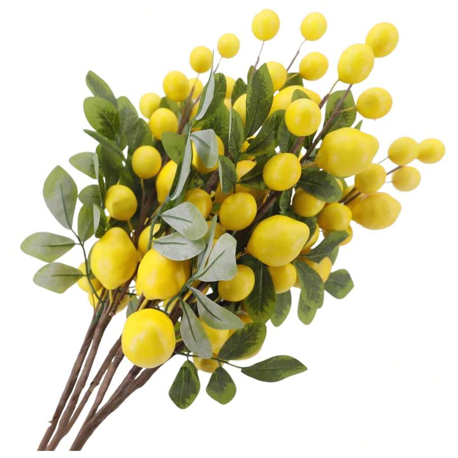 1/3/6 Stücke künstliche Zitronenzweige, 14 Zitronen, 60cm Länge, Material PE, künstliche Pflanzen, künstliche Blumen, saisonale Dekoration, Hochzeitsdekoration, Tischdekoration, Mittelstück, lebensechte Pflanzen, Raumdekoration, Bürodekoration, Gartendekoration, Innenraumdekoration, Partygeschenke, Deko für Wohnheim, Schule, Büro, Valentinstag, Osterdekoration, Heimdekoration - Verschiedenfarbig - Übersicht 1