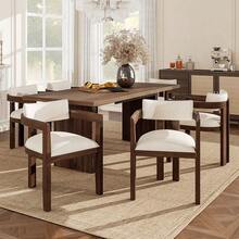 Dining Chairs - Walnut + Linen - View 5
