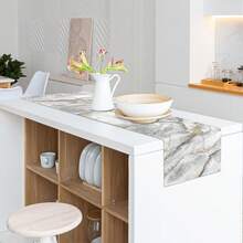 Marble Table Runner, Gold & Gray, Suitable For Dining Table, Vanity, Coffee Table, Home Kitchen And Dining Room - Multicolor - View 8