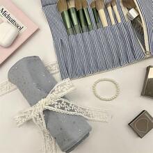 可折叠星形亮片化妆刷套装，带收纳袋，化妆工具整理器 - 彩色 - 查看 10