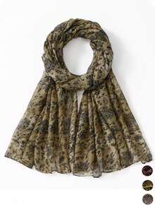 1pc New Fresh And Simple Bali Yarn Printed Scarf For Women's Summer Sunscreen, Casual Thin Shawl, Daily Travel, Beach Outfit, Festival Gift - Multicolor - View 1