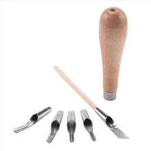 Block Cutting Rubber Stamp Carving Tools With 5 Blade Wood Handle Printmaking Carving Tools Set - Multicolor - View 3