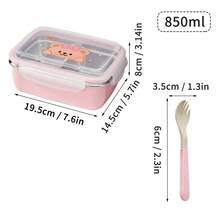 2-Compartment 304 Stainless Steel Lunch Box With Spoon, 530/850Ml Microwave Heatable Bento Box, Reusable Fruit Salad Food Container, Sealed Leak-Proof Lunch Container, Suitable For Students & Adults To Use At School, Office, Travel, Picnic,Back To School - Multicolor - View 16
