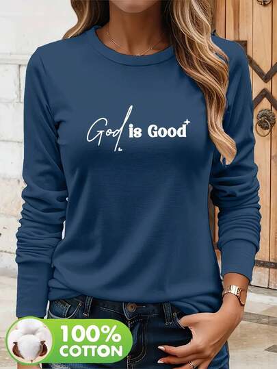 New Autumn And Winter Collection, Women''S Long-Sleeve Top Made of 100%, Featuring Letter Prints And a Comfortable, Stylish, Versatile Design NC-13988