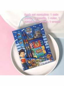 Paw Patrol 一套汪汪队文具礼盒套装，适合男孩女孩，小学生学习用品——铅笔、橡皮、卷笔刀、零钱包、尺子，返校/节日礼物 - 彩色 - 查看 7