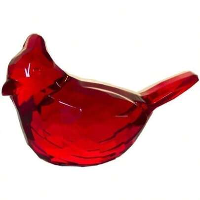Red Acrylic Cardinal Figurine Home Decor Glass Bird Statue For Illuminated Home Display Home Décor Accents Products Illuminated Glass Statue Home Decor Accent