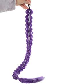 紫色长直合成假发接发，弹性发圈，可用于DIY编发，合成编发接发，卡尼卡隆假发，纯紫色头发，世博城 - 彩色 - 查看 10