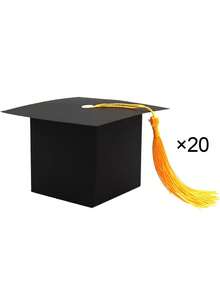 30 piezas Cajas de dulces con forma de birrete de graduación, adecuadas para decoraciones de fiesta de graduación 2026, regalos de celebración de graduación, disponibles en 10/20/30 piezas - Negro - Ver 13