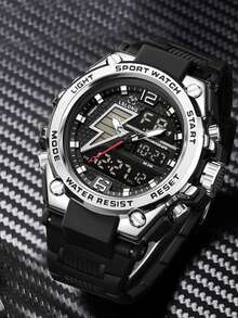 Men's Multi-Function Sports Electronic Watch, Student Dual Display Luminous Casual - Multicolor - View 8