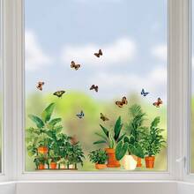 Butterfly Window Sticker, Colorful Flower Static Cling Glass Decal For Home, Kids Room Decor - T3314 - View 2